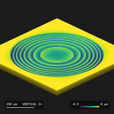 Fresnel zone lens · surface scan — patterned on the NANYTE BEAM maskless lithography system